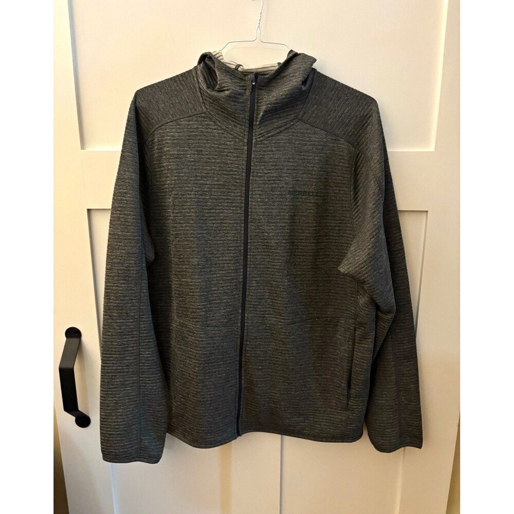 Merrell Men's Hooded Full Zip Jacket Gray Heathered Polyester Knit XL